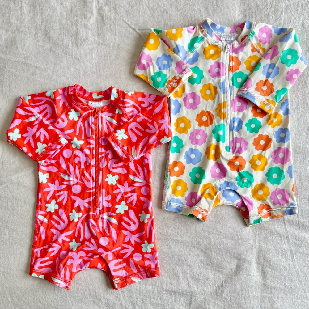 Hanna Andersson baby rashguard Swimsuit One Piece - Red and Multicolor Floral